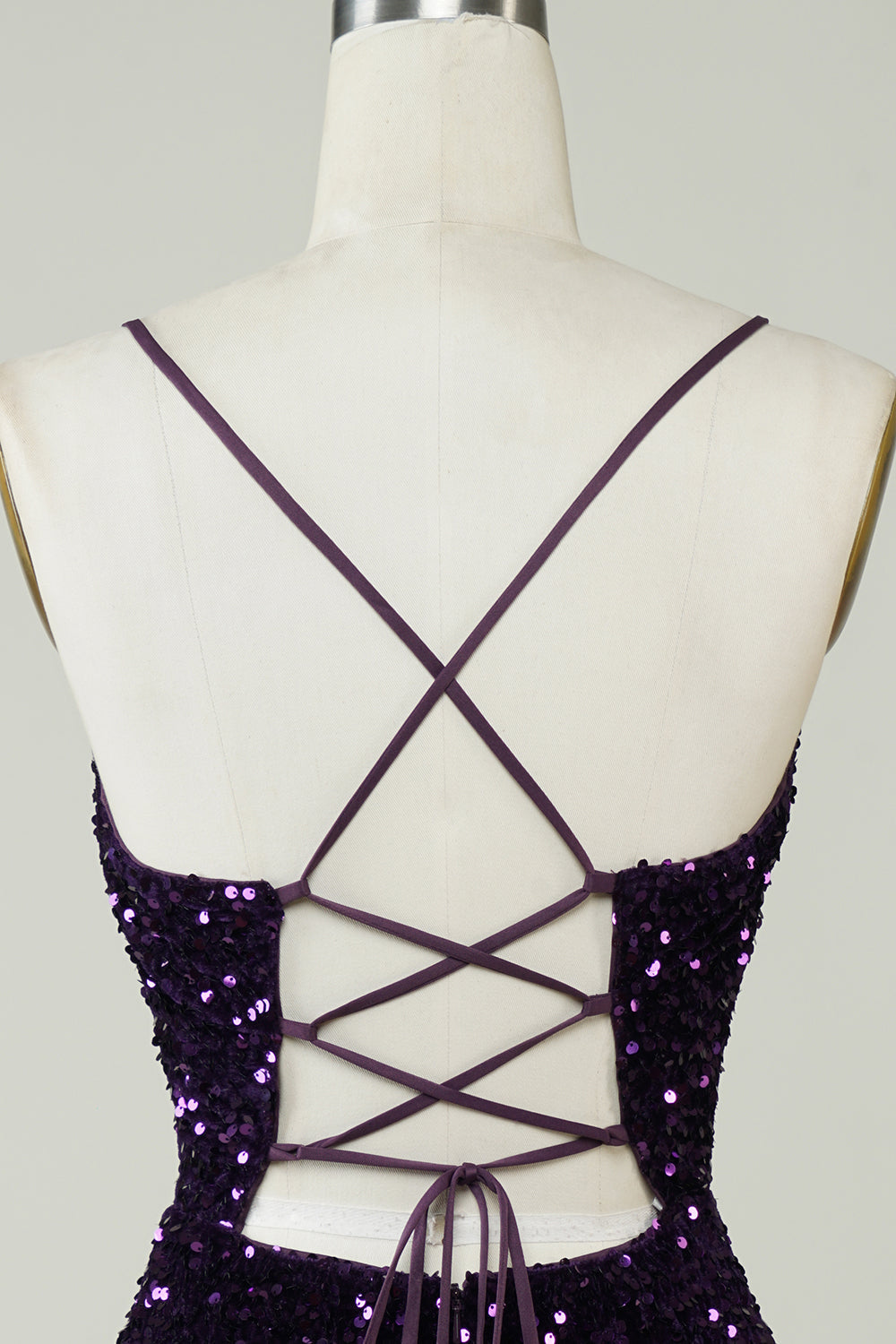 Purple Sequin Backless Homecoming Dress with Slit - Sparkly & Tight