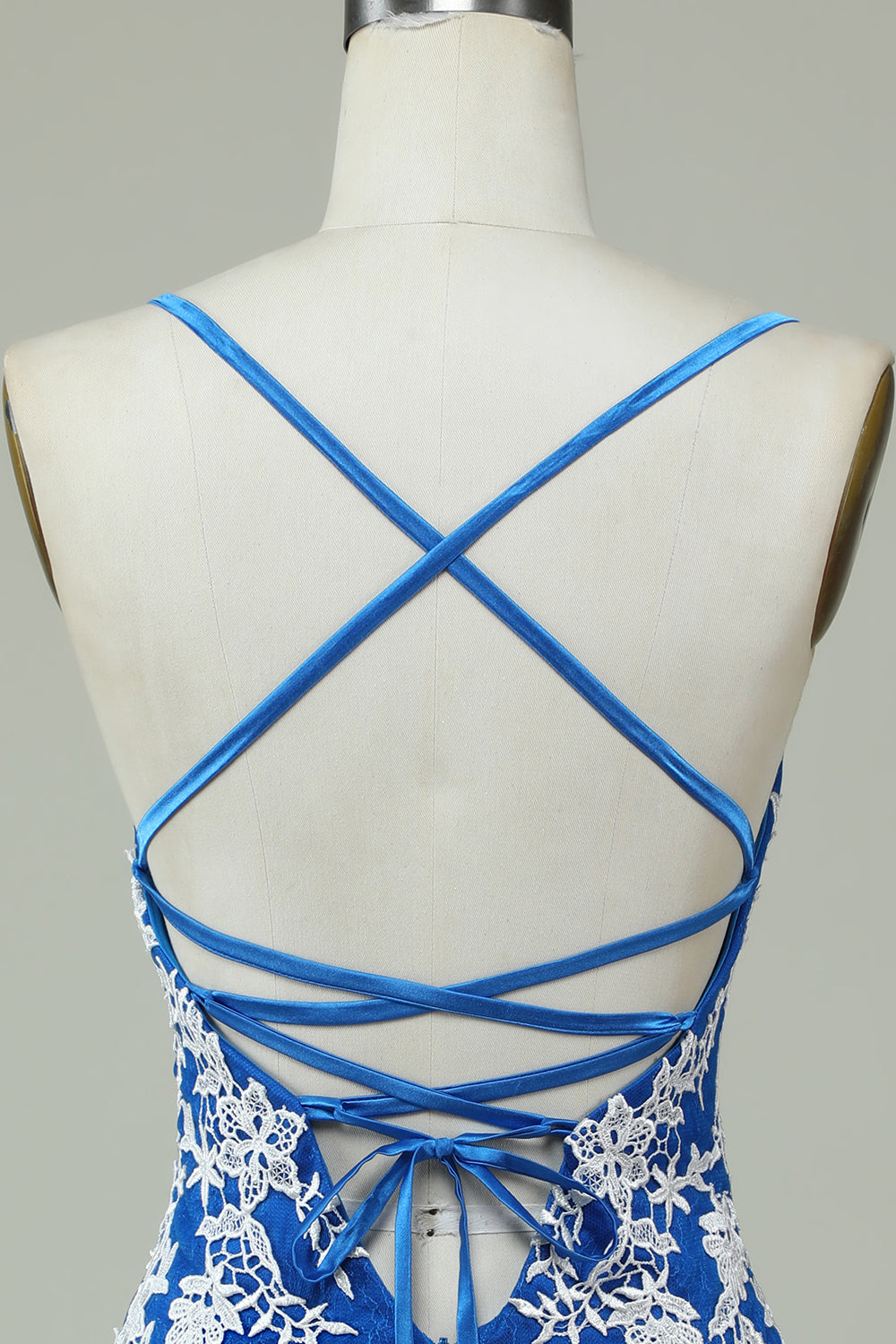 Blue Sheath Spaghetti Strap Homecoming Dress with Appliques - Elegant Choice