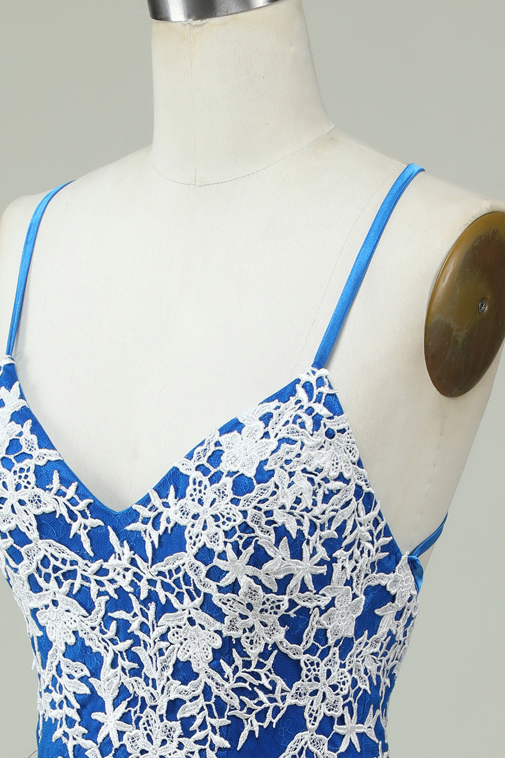 Blue Sheath Spaghetti Strap Homecoming Dress with Appliques - Elegant Choice