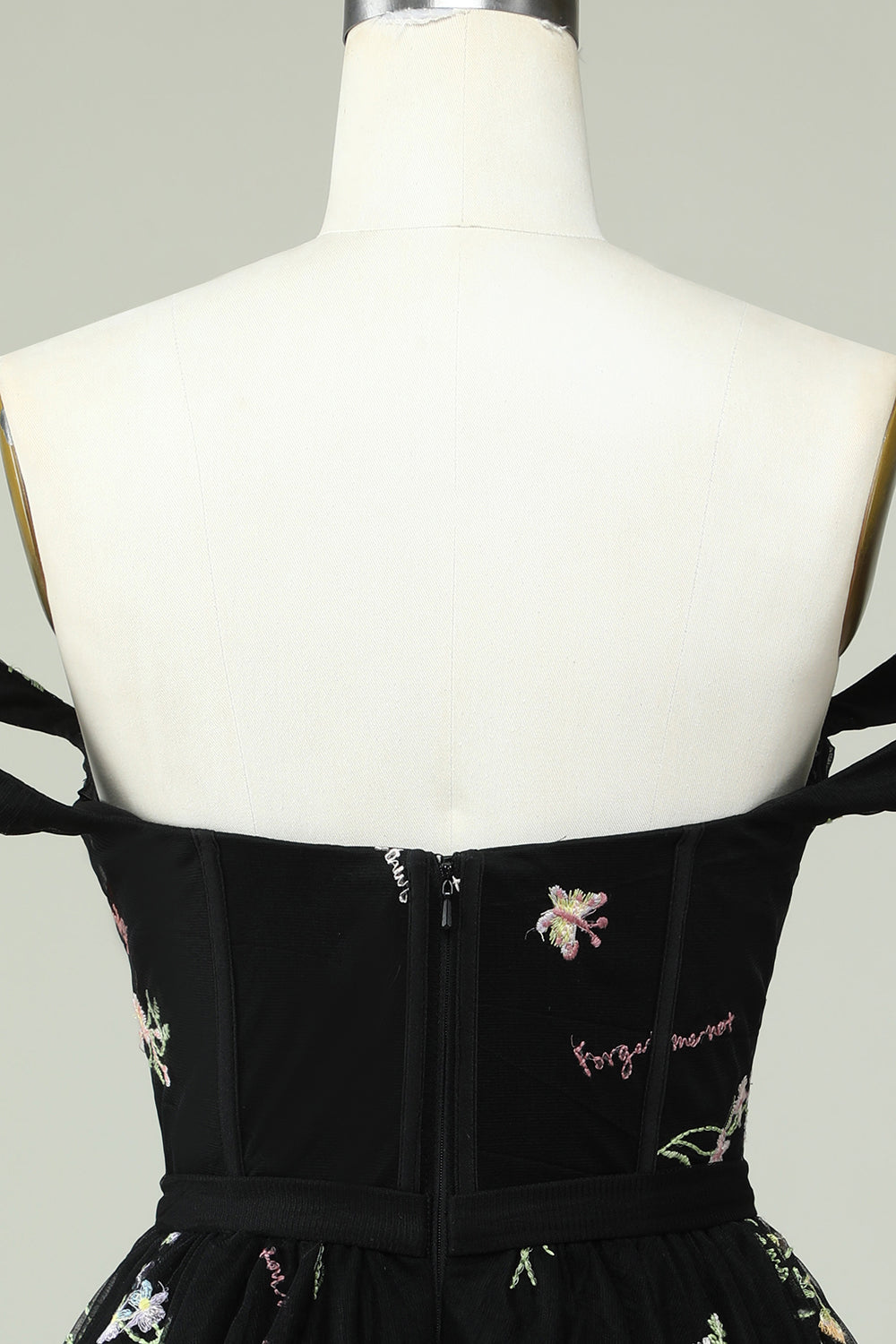 Elegant Black Off-the-Shoulder A-Line Homecoming Dress with Floral Accents