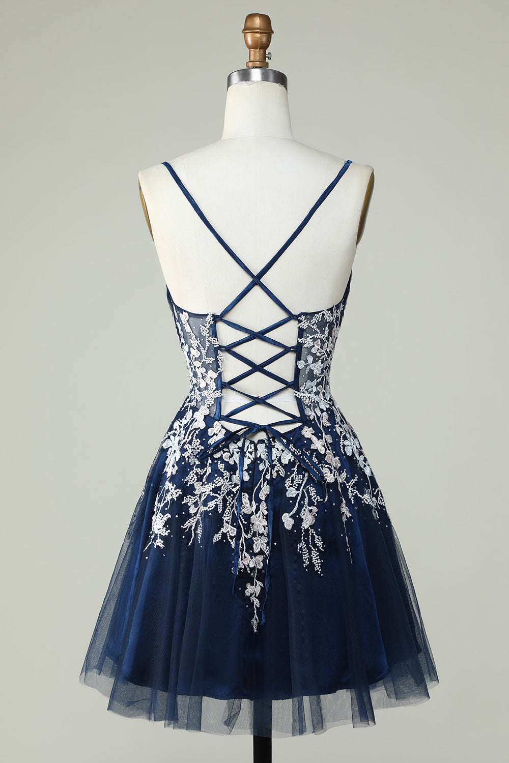 Dusty Sage Spaghetti Strap Homecoming Dress with Criss Cross Back Design