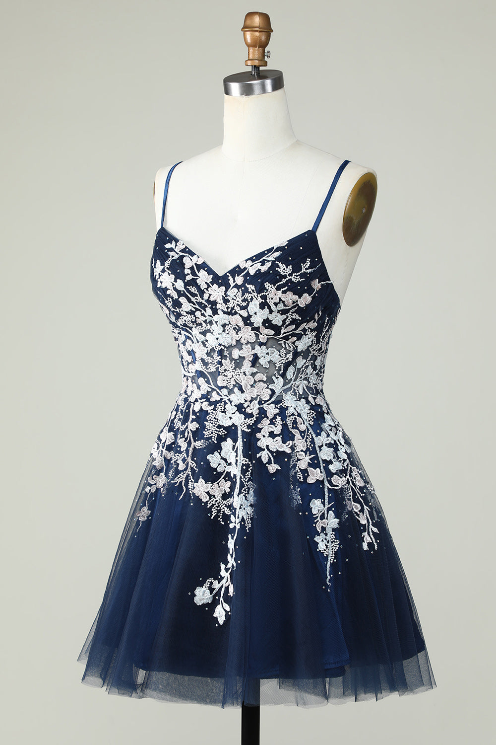 Dusty Sage Spaghetti Strap Homecoming Dress with Criss Cross Back Design
