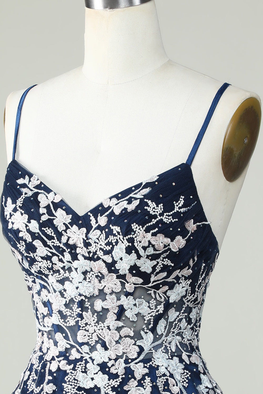Dusty Sage Spaghetti Strap Homecoming Dress with Criss Cross Back Design