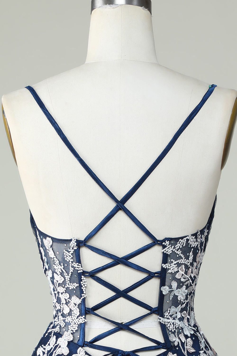 Dusty Sage Spaghetti Strap Homecoming Dress with Criss Cross Back Design
