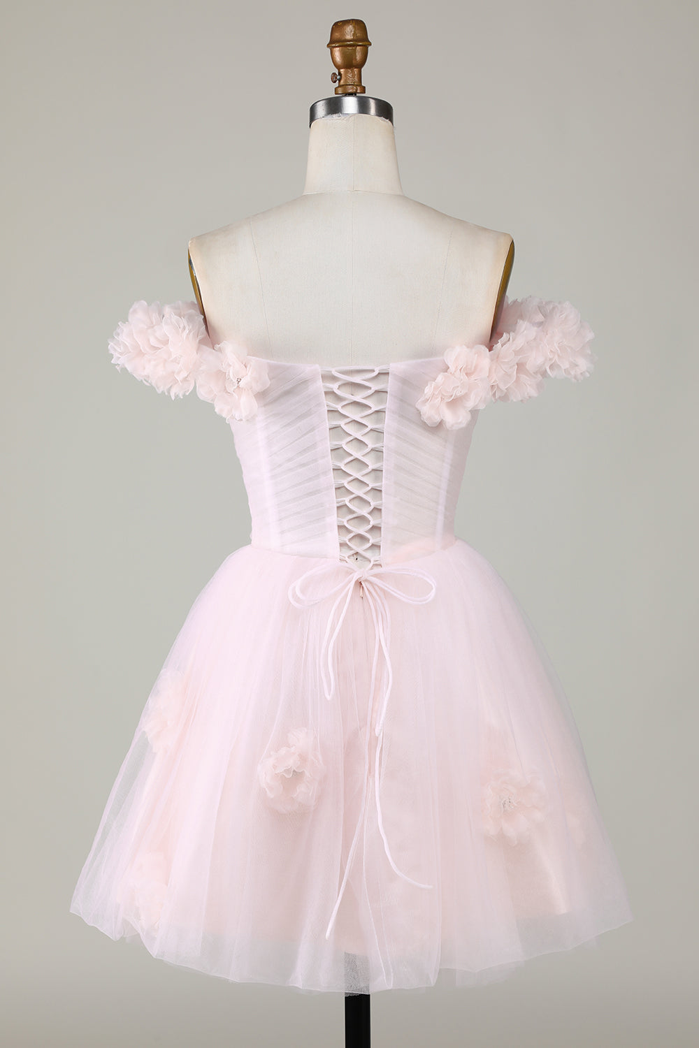 Pink Off-the-Shoulder A-Line Homecoming Dress with Floral Details Elegant Style