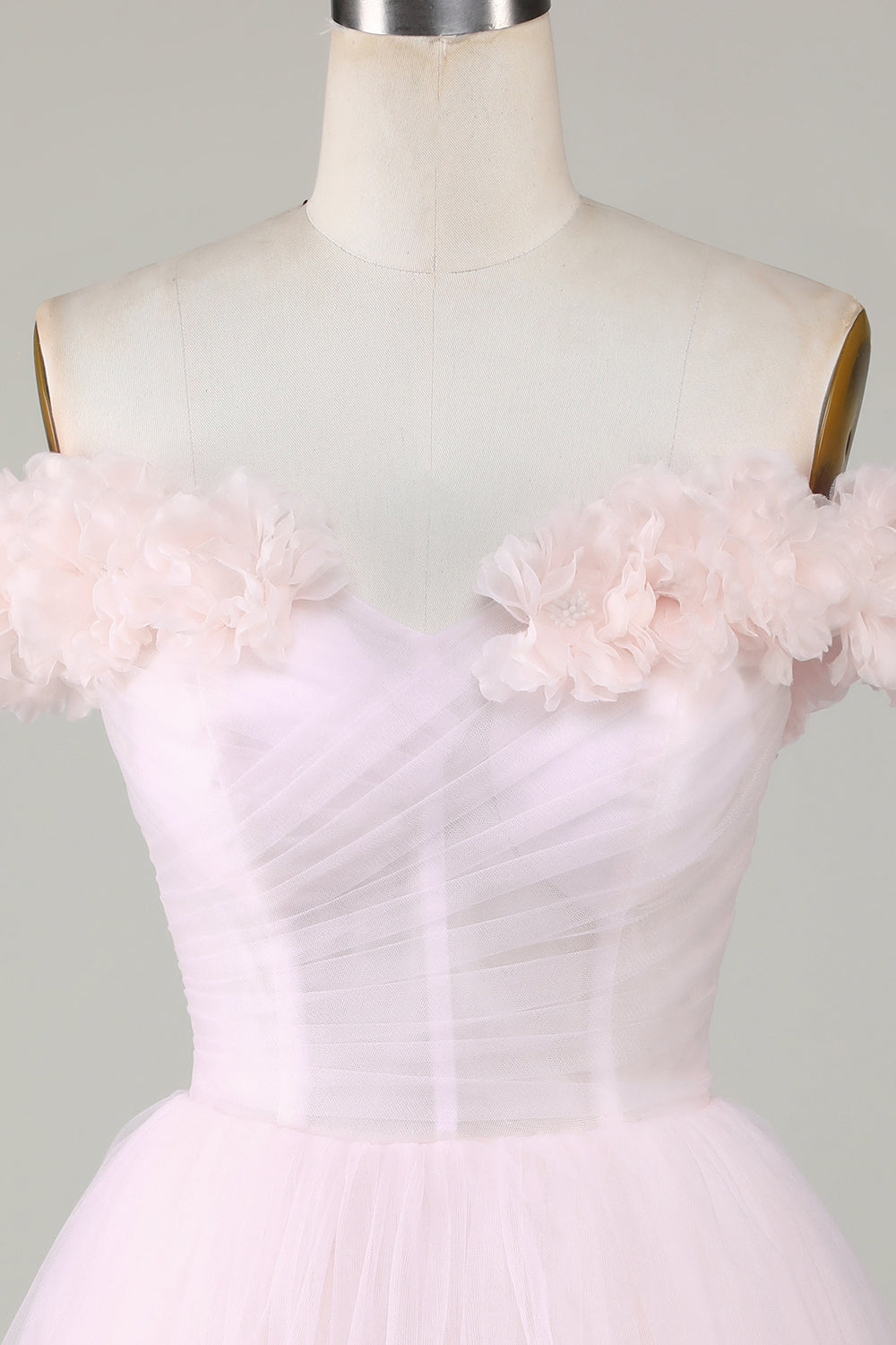 Pink Off-the-Shoulder A-Line Homecoming Dress with Floral Details Elegant Style