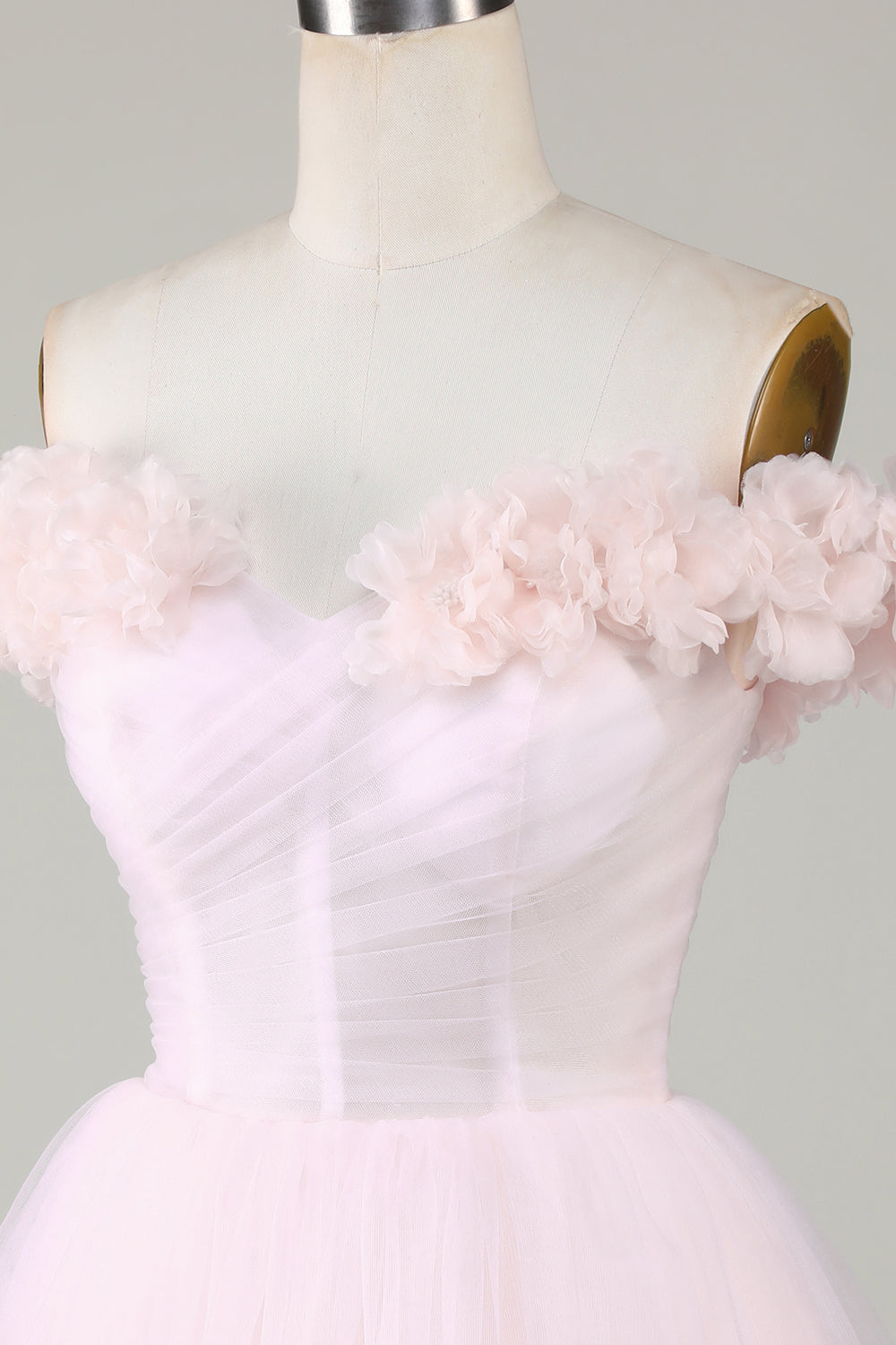 Pink Off-the-Shoulder A-Line Homecoming Dress with Floral Details Elegant Style