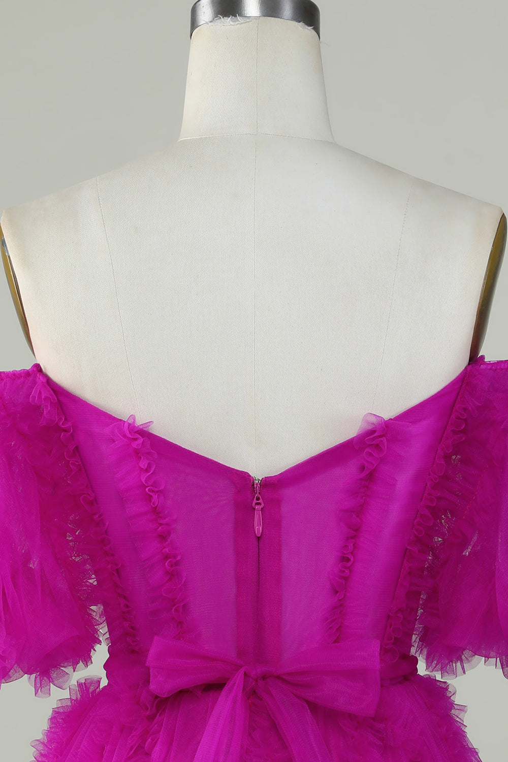 Enchanting Fuchsia Off-Shoulder Tulle Corset Homecoming Dress with Sweetheart Neckline
