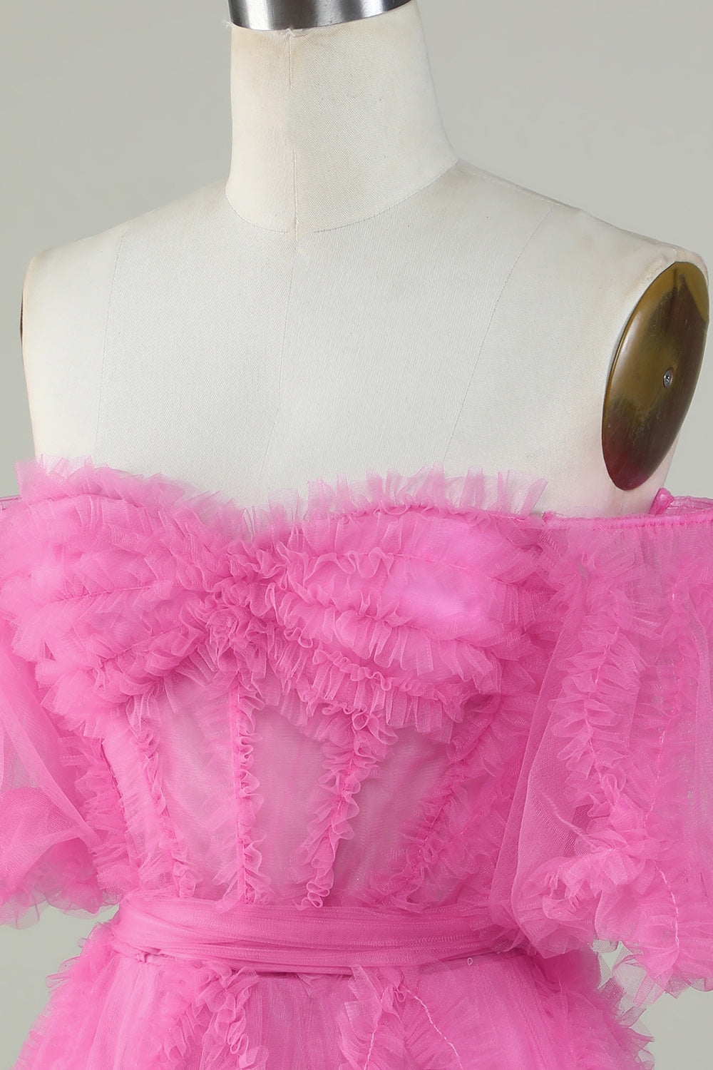 Pink Off-the-Shoulder A-Line Tulle Homecoming Dress - Elegant Party Gown