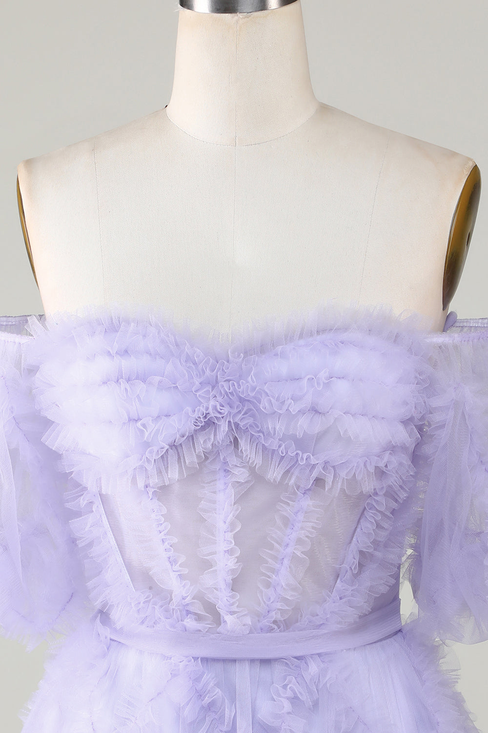 Off The Shoulder A-Line Tulle Corset Homecoming Dress - Purple Perfection