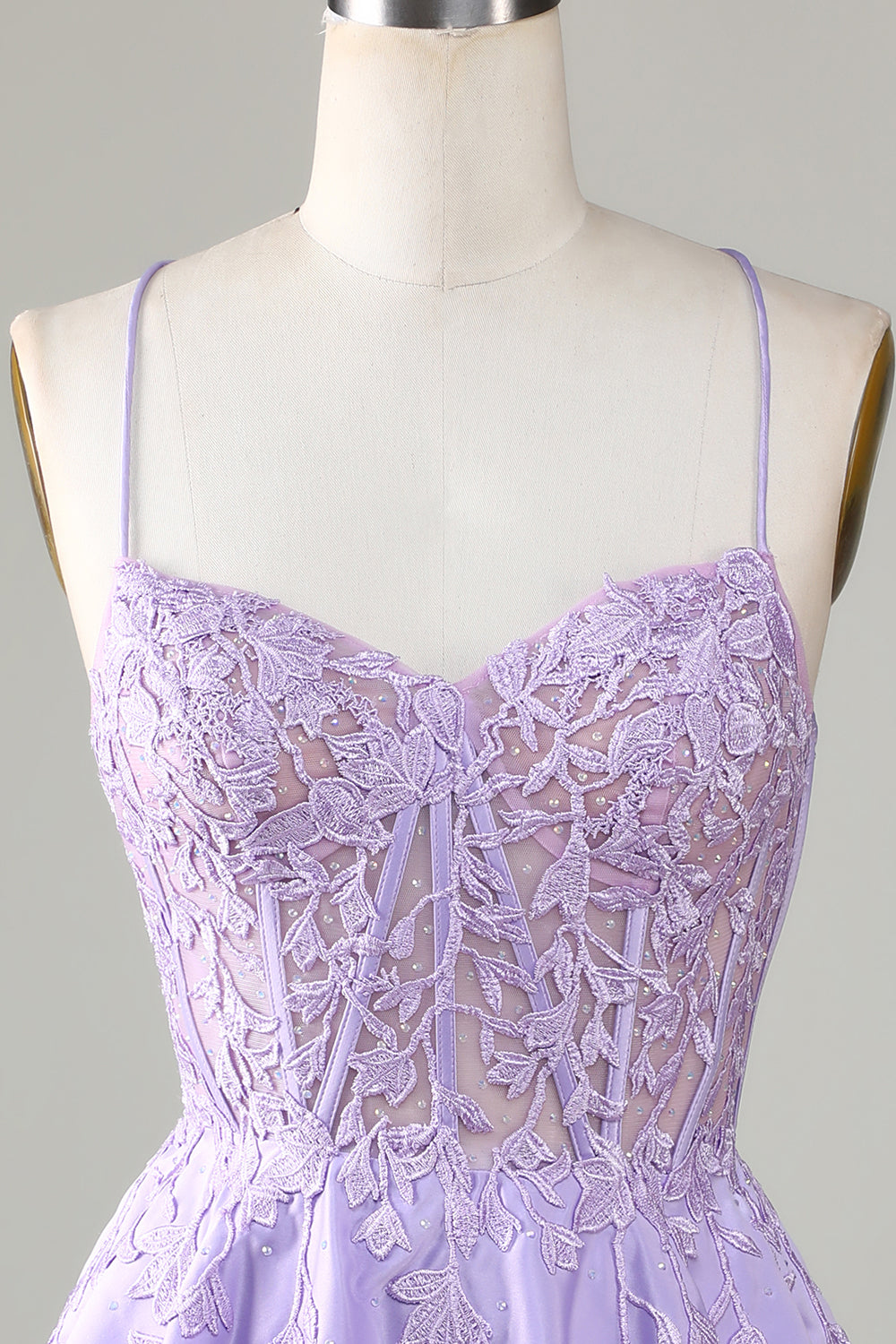 Purple Corset A-Line Satin Short Homecoming Dress with Delicate Lace