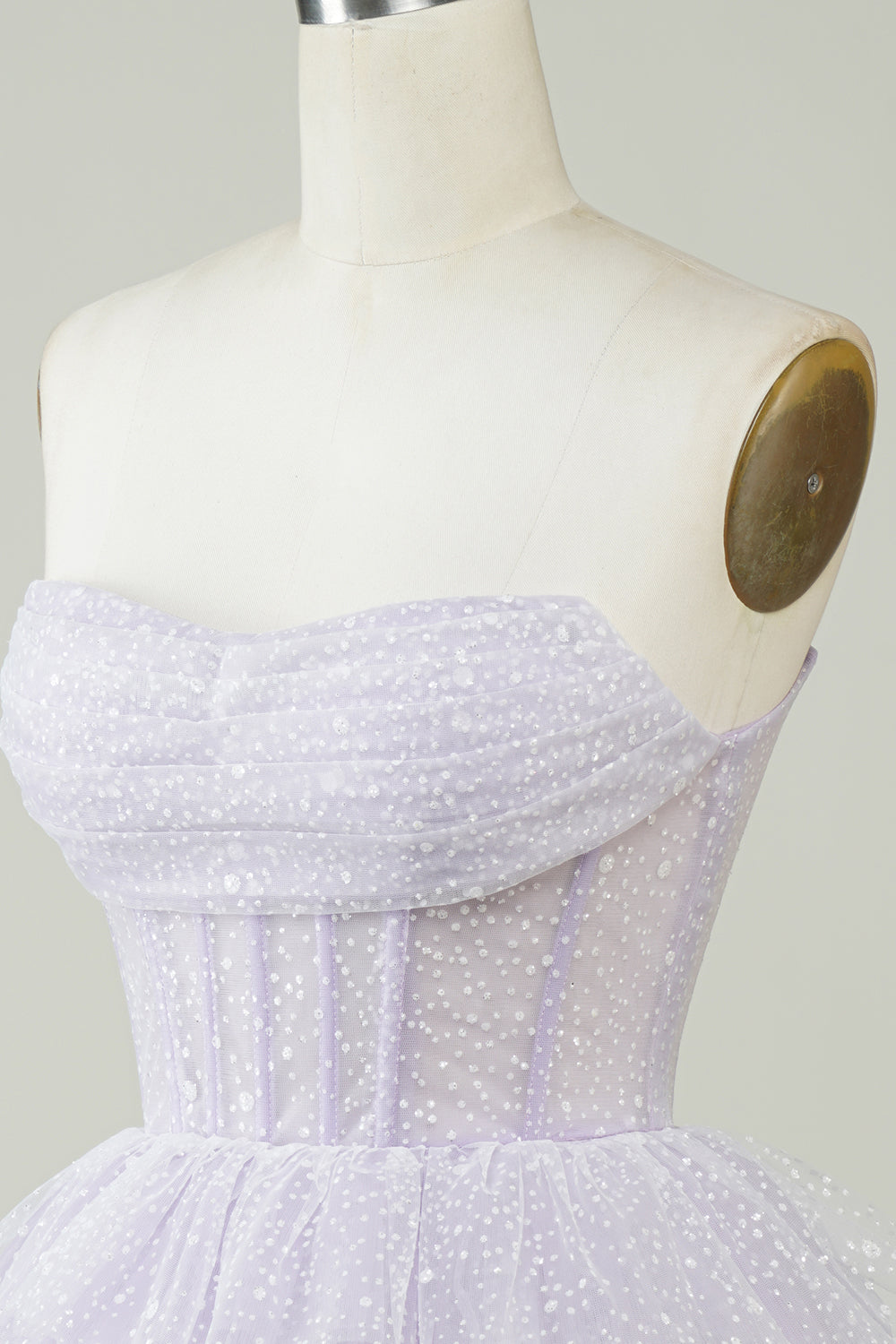 Sparkly Purple Corset Homecoming Dress Strapless Tiered Mini Short Party Gown