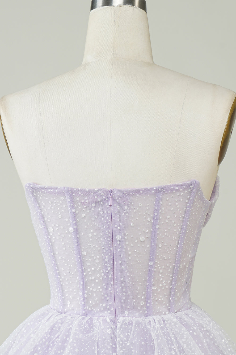 Sparkly Purple Corset Homecoming Dress Strapless Tiered Mini Short Party Gown