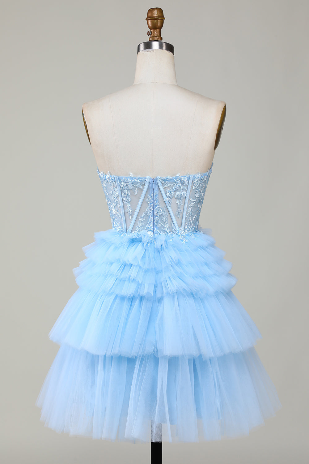 Sweetheart Corset Homecoming Dress: A-Line, Ruffles, Strapless, Mini Party Dress