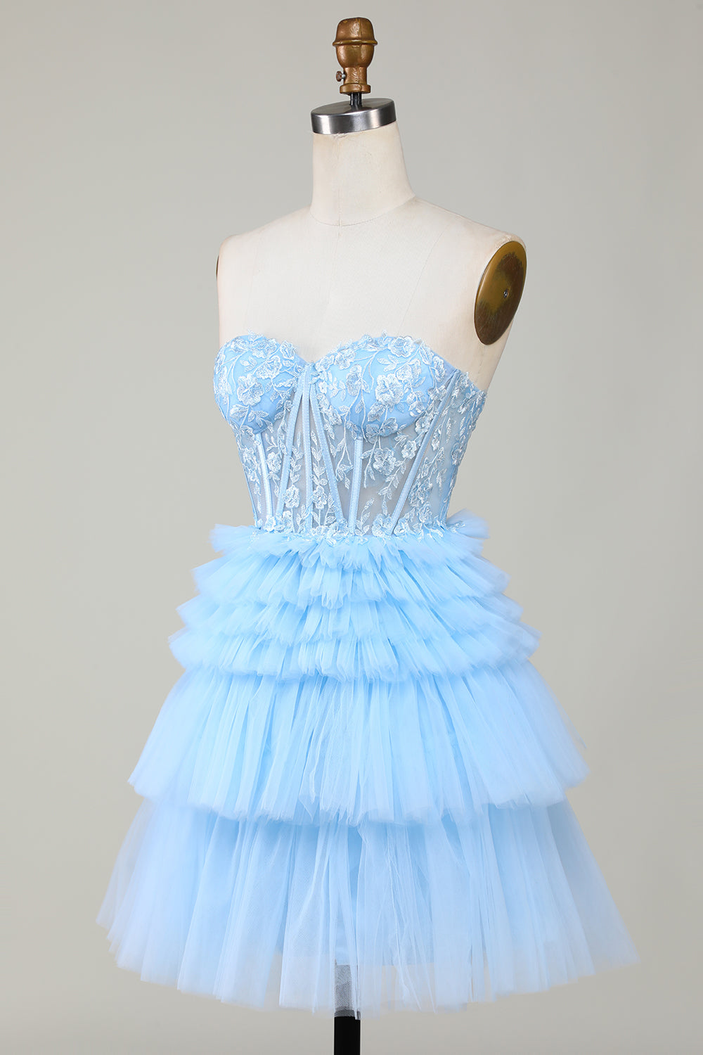 Sweetheart Corset Homecoming Dress: A-Line, Ruffles, Strapless, Mini Party Dress