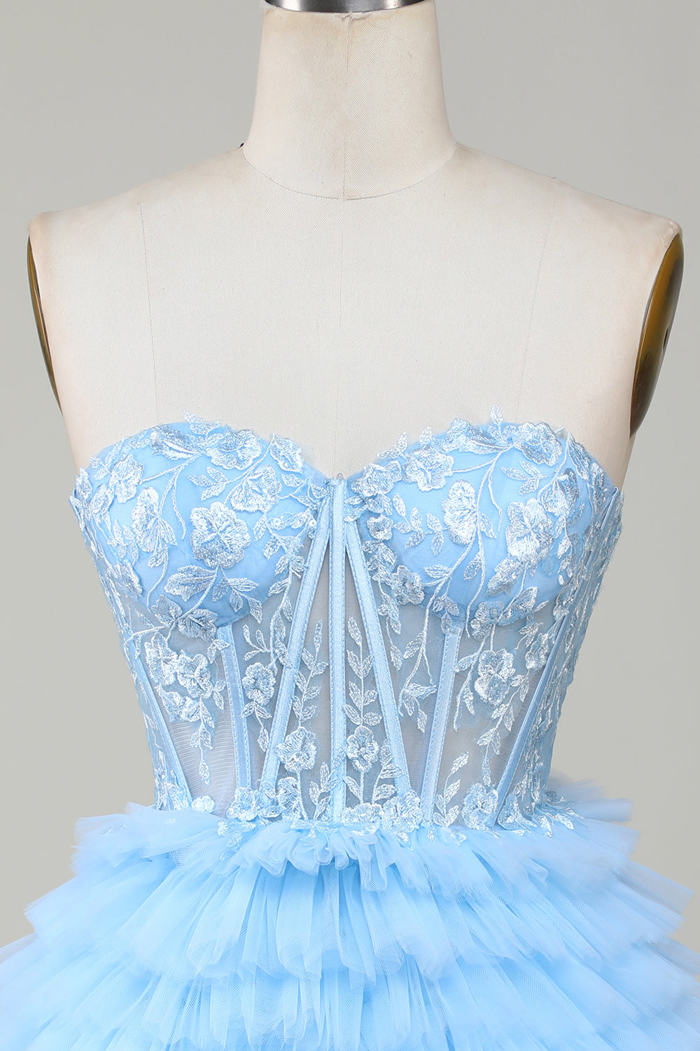 Sweetheart Corset Homecoming Dress: A-Line, Ruffles, Strapless, Mini Party Dress