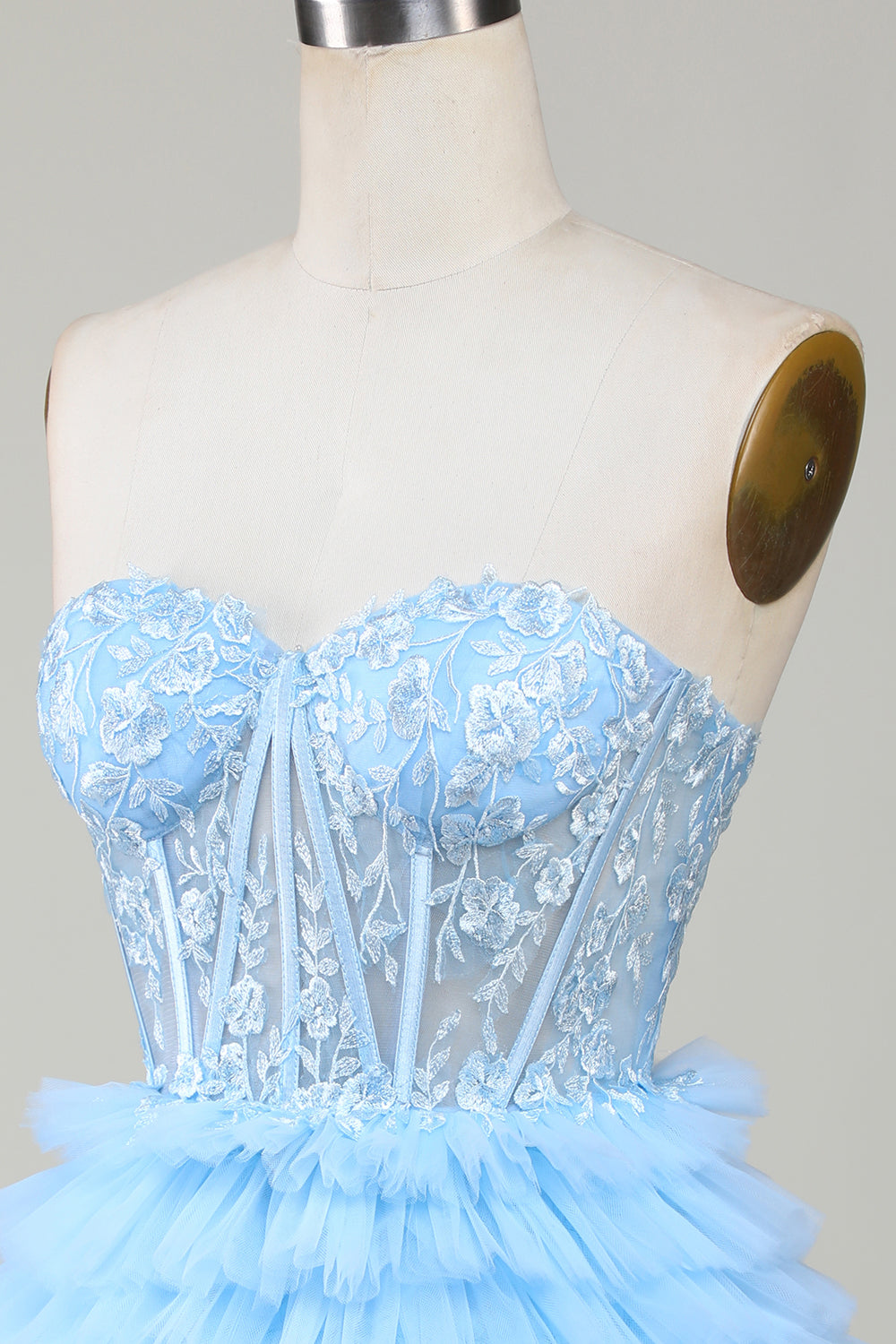 Sweetheart Corset Homecoming Dress: A-Line, Ruffles, Strapless, Mini Party Dress