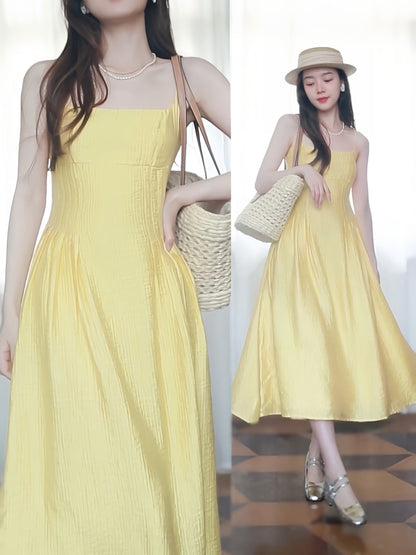 Yellow Summer Midi Dress - DollyGown