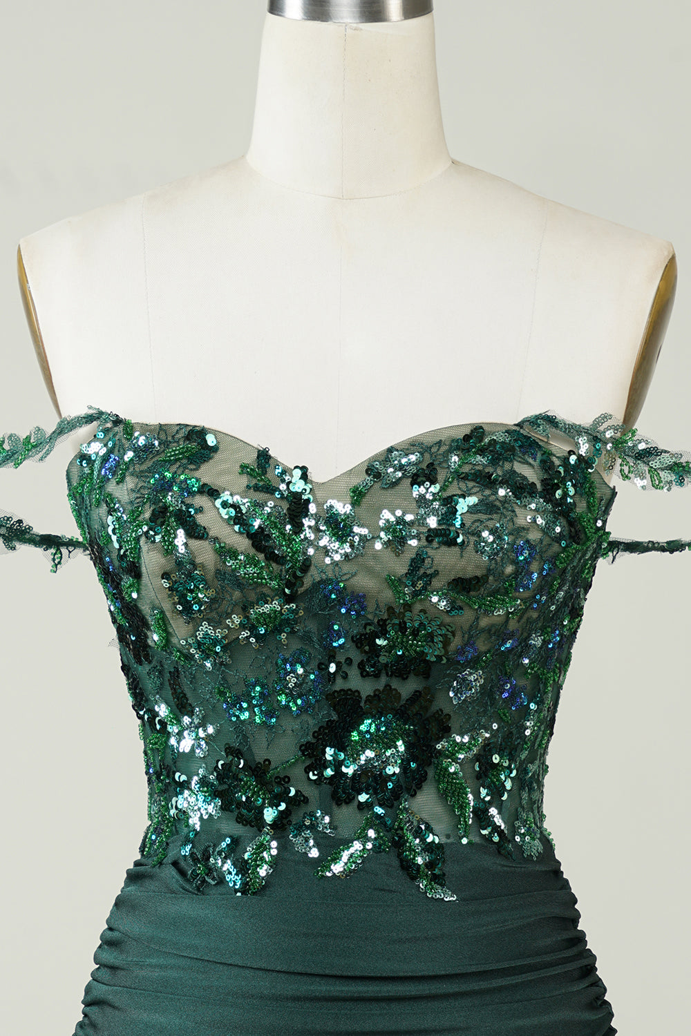 Dark Green Off-the-Shoulder Sheath Homecoming Dress with Appliques Elegant Party Gown