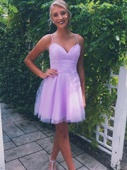 Stunning Sweetheart Neck A-Line Purple Prom Dress with Straps for Homecoming