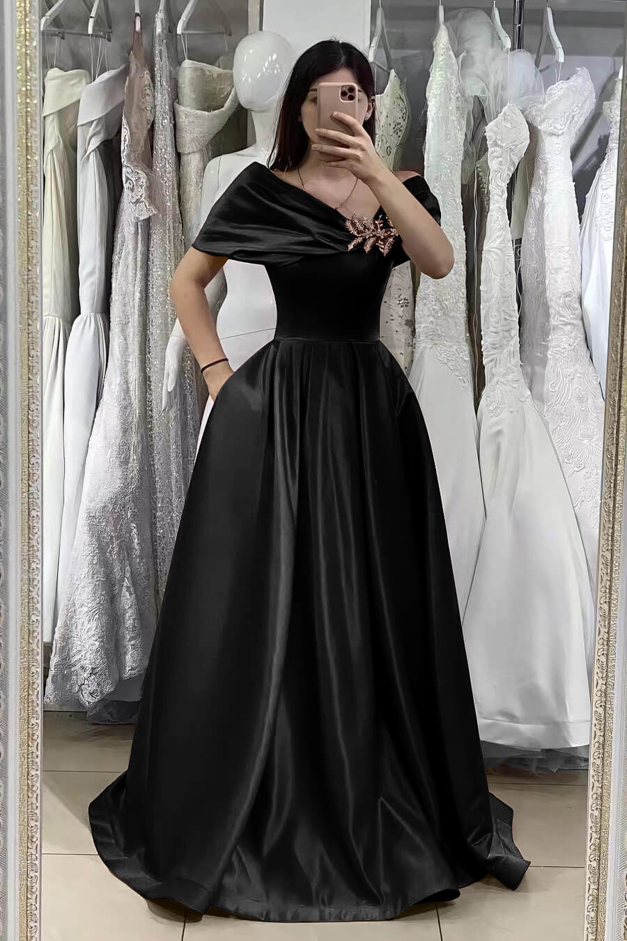 Stunning Fuchsia Off-Shoulder A-Line Prom Dress with Delicate Beading Embellishments