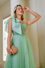 Elegant Sage Green One-Shoulder Sweetheart Mermaid Prom Dress with Slit