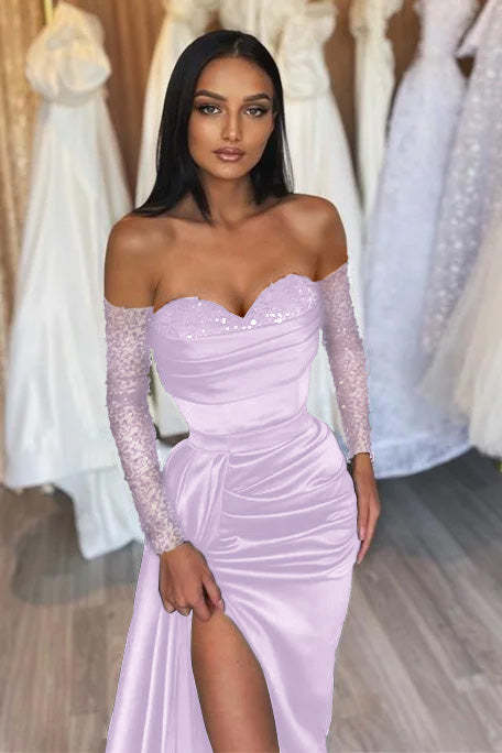 Elegant Black Sweetheart Prom Dress with Short Sleeves and Pleated Slit