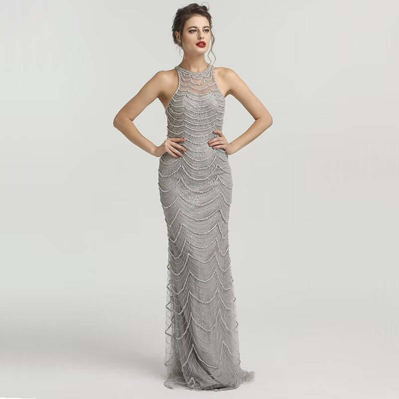 Sleeveless Black Sequin Mermaid Prom Dress for Women Formal Events