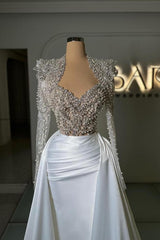 Glamorous Satin Mermaid Evening Dress with Pearls Sweetheart Neckline for Prom