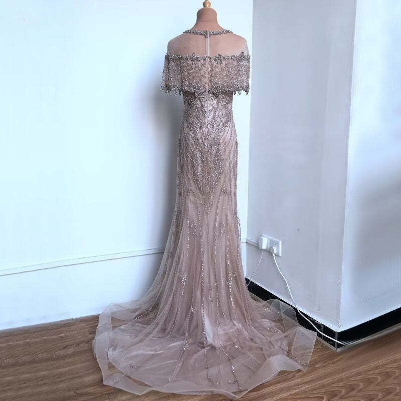Luxurious Sequin Beaded Strapless Long Mermaid Evening Gown for Women
