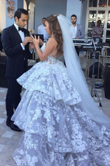 Elegant Sweetheart Ball Gown Wedding Dress, Tulle Lace Appliques, Long Formal Bridal Gown