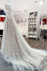 Sleeveless Off-Shoulder A-Line Wedding Dress Ruffles Tulle Lace Appliques Bridal Gown