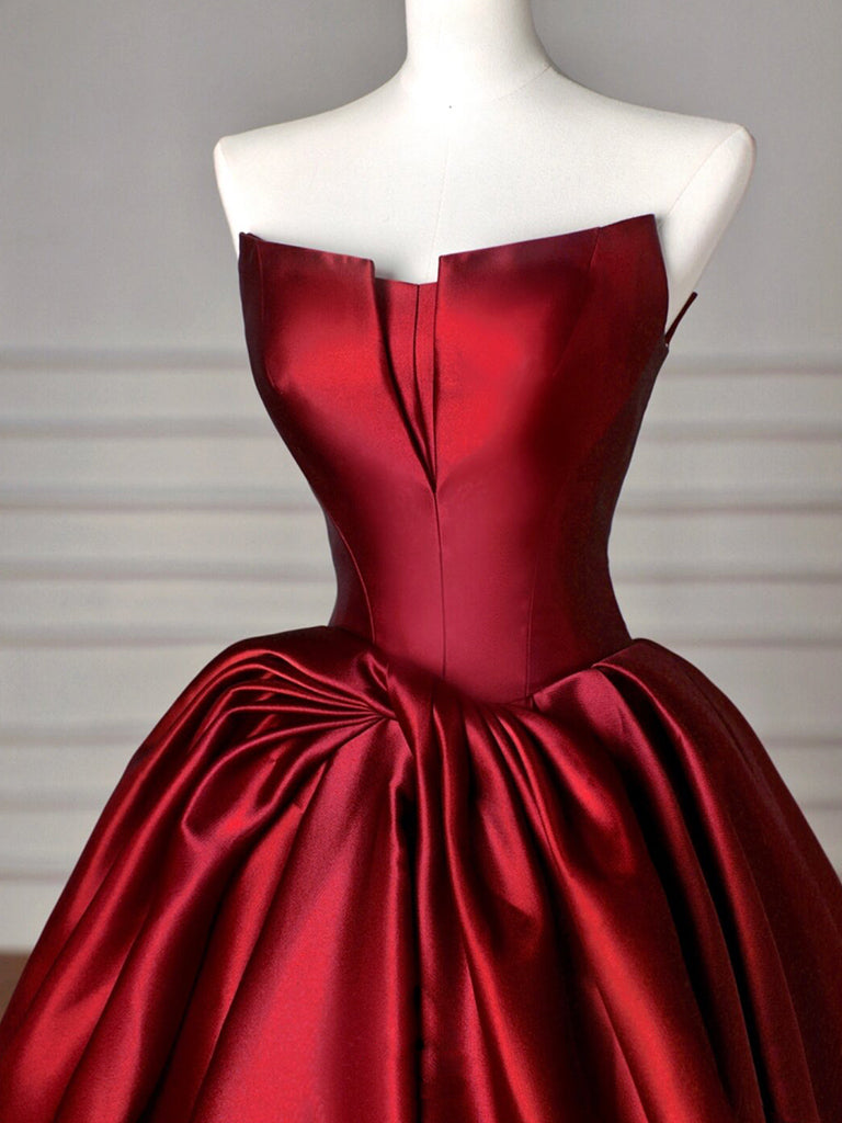 Burgundy Satin A-Line Long Prom Dress for Women Formal Occasions Burgundy Satin A-Line Long Prom Dress for Women Formal Occasions