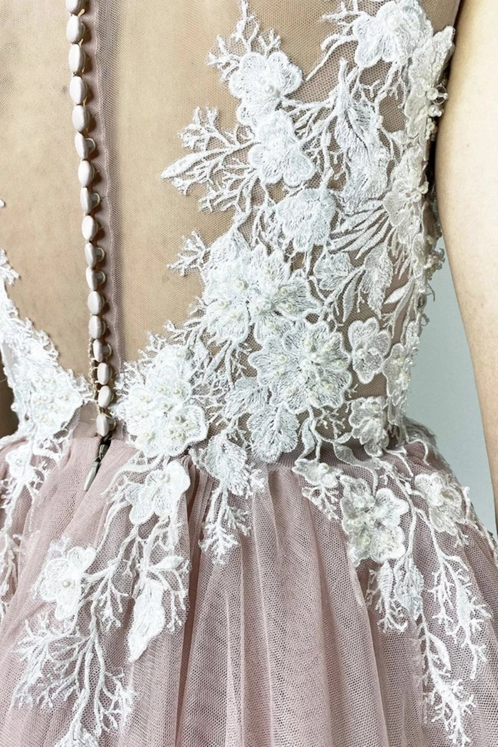 Elegant Pink Lace Prom Dress, Cap Sleeves, Round Neck, Short Formal Homecoming Gown
