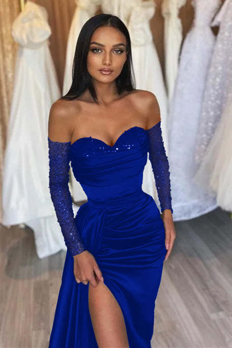 Elegant Black Sweetheart Prom Dress with Short Sleeves and Pleated Slit