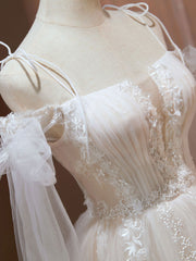 Champagne A Line Tulle Short Off Shoulder Lace Prom Homecoming Dress