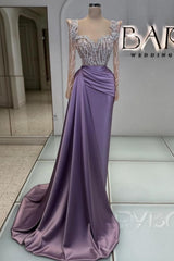 Charming Beaded Long Sleeves Appliques Lace Prom Dress for Special Occasions