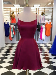 Cute Backless Burgundy Short Prom Dress Chic Homecoming Evening Gown