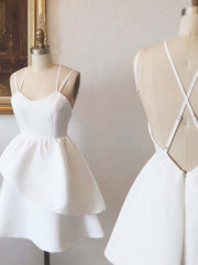 Elegant High-Low White Prom Dress: Open Back, Short Front, Backless Homecoming Style