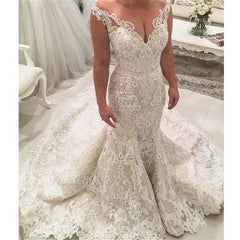 Deep V-Neck Mermaid Prom Dress with Lace Appliques Spaghetti Straps