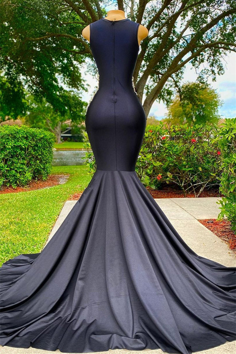 Elegant Black Sleeveless Strapless Applique Mermaid Prom Dress for Special Occasions Elegant Black Sleeveless Strapless Applique Mermaid Prom Dress for Special Occasions
