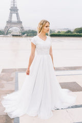 Sweetheart A-Line Wedding Dress with Wide Straps, Backless Lace and Ruffles