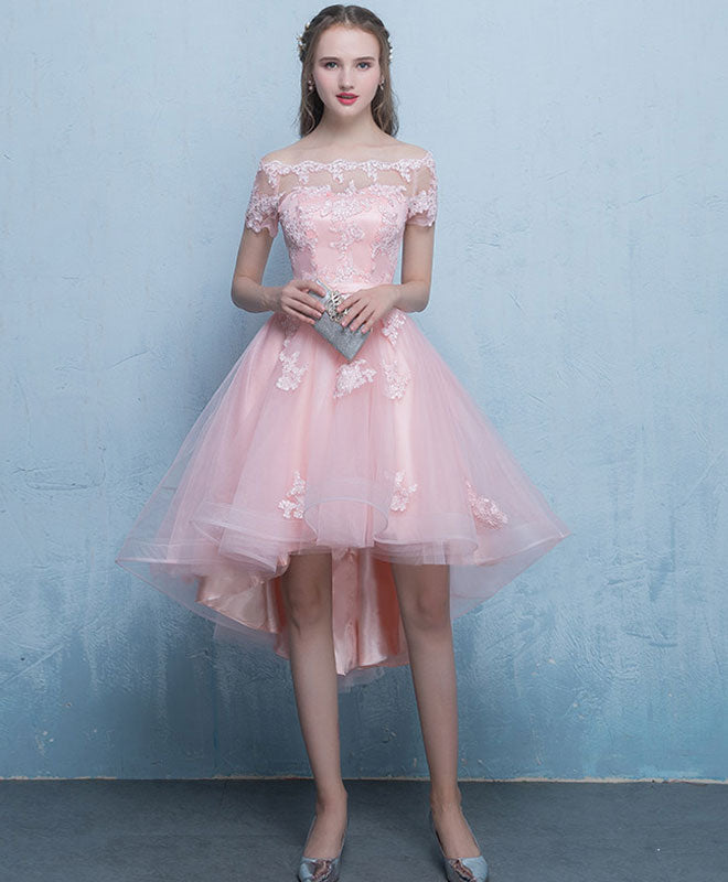Dark Blue Lace Tulle Short High Low Prom Evening Dress Dark Blue Lace Tulle Short High Low Prom Evening Dress