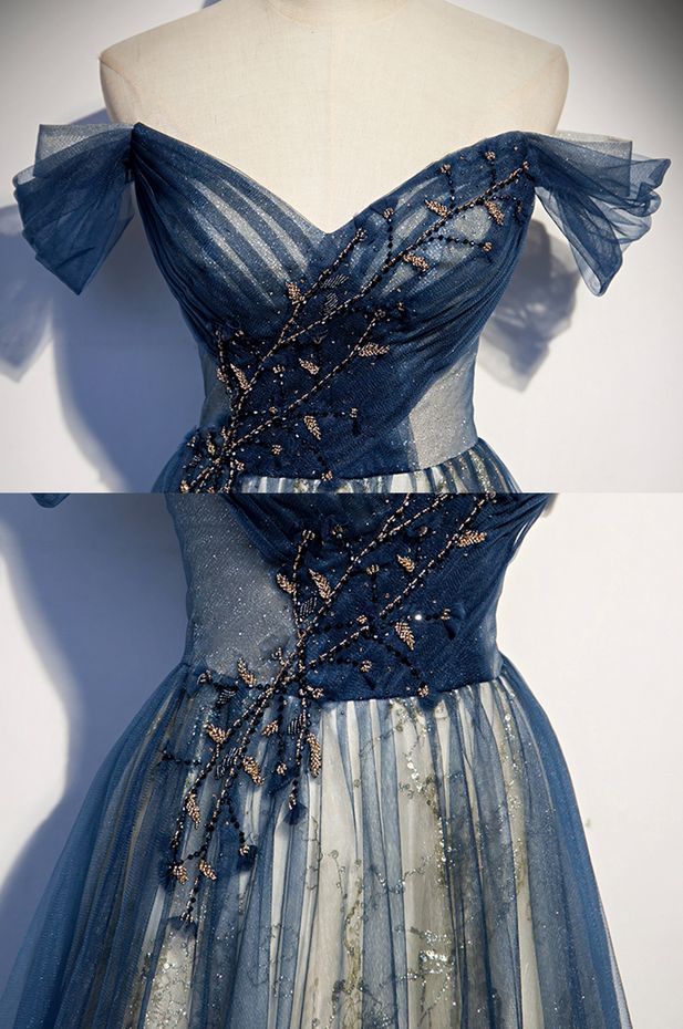 Elegant Tulle Long Off The Shoulder Evening Dresses