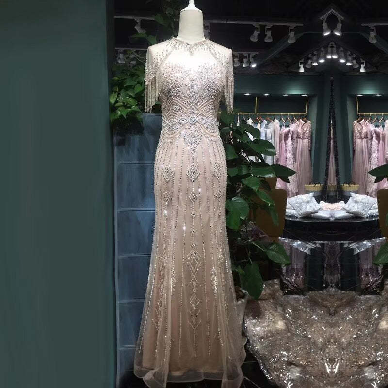 Luxurious Crystal Beaded Sweetheart Prom Dress with Short Sleeves Luxurious Crystal Beaded Sweetheart Prom Dress with Short Sleeves