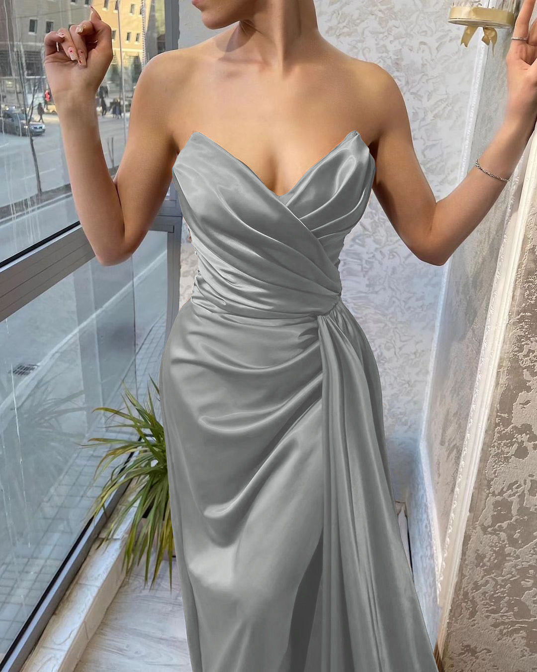 Chocolate Delight Sleeveless Mermaid Prom Dress with Ruffle Split Sweetheart Neckline