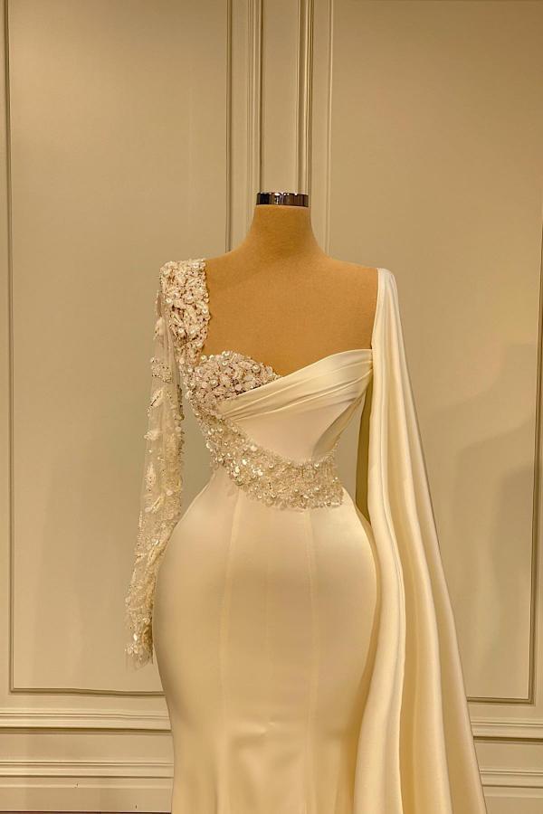 Elegant Long Mermaid Evening Dress with 3D Floral Ruched Satin, Perfect Prom Gown