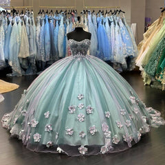 A-Line Tulle Applique Quinceanera Ball Gown Sweet 16 Dress