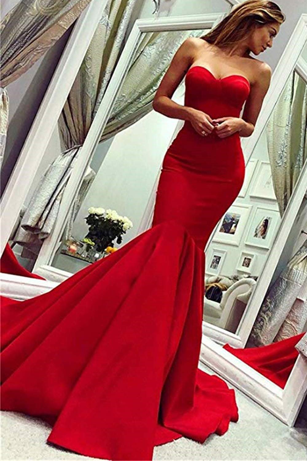 Stunning Red Sweetheart Mermaid Long Evening Dress for Elegant Occasions Stunning Red Sweetheart Mermaid Long Evening Dress for Elegant Occasions