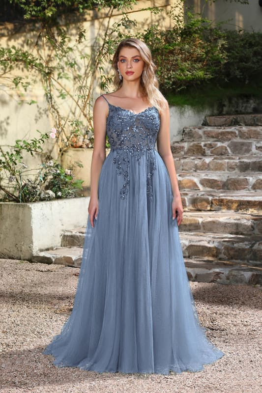 Elegant Dark Green A-Line Spaghetti Straps Prom Dress with Split